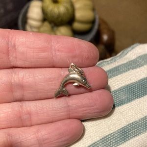 Small Solid Sterling Silver Dolphin Pendant